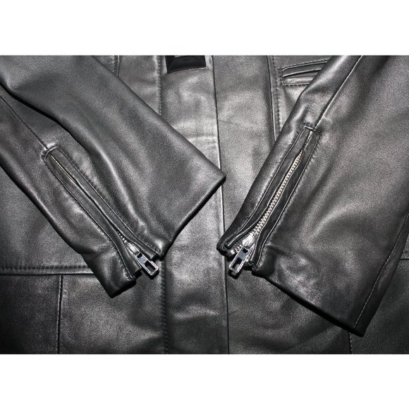 By Malene Birger Long Sheep Nappa Leather Coat / EU 40 Large Black Studs Jacket - Picture 7 of 14